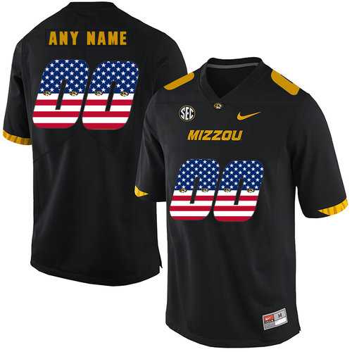 Mens Missouri Tigers Customized Black USA Flag Nike College Football Jersey->customized ncaa jersey->Custom Jersey